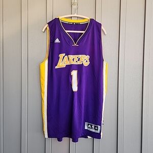 D’Angelo Russell Men Size 2XL Adidas Los Angeles Lakers Purple Swingman Jersey